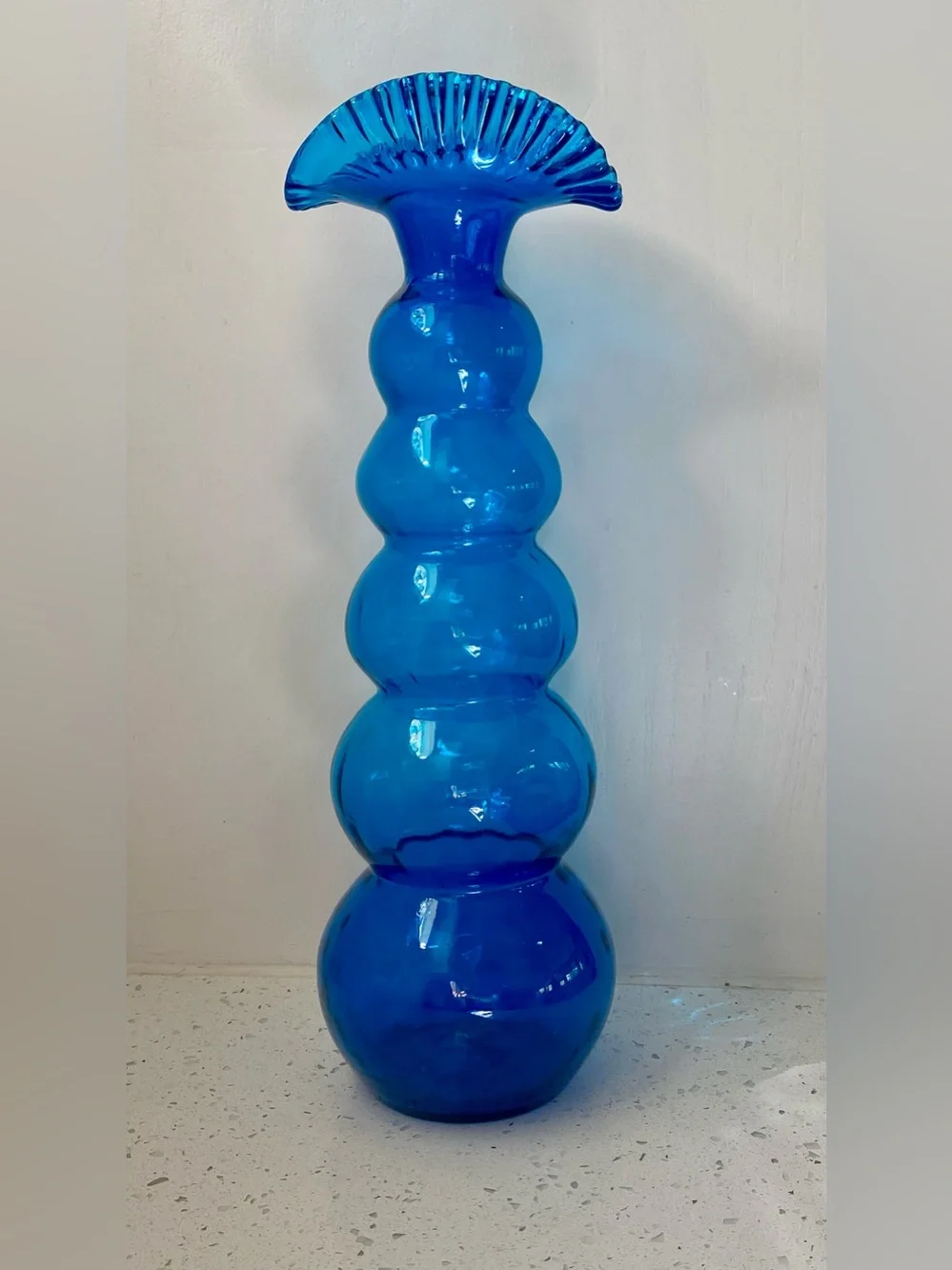 Empoli 5 Ball Hand-Blown Optic Vase with Ruffle Rim